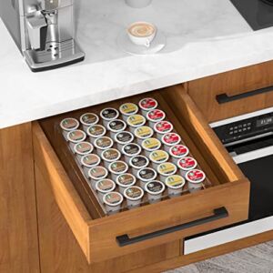 AITEE Acrylic K Cup Drawer Organizer, Clear K Cup Organizer Tray for Drawer or Countertop Storage,Hold 35 Coffee Capsules,K Cup Coffee Pod Holder for Office and Kitchen K Cup Storage (11.4×15.3Inches)