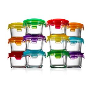 NutriChef 12PC Food Storage Containers – 4.48oz Mini Stackable Superior Premium Glass Meal-prep w/ Airtight Locking Lid, BPA-Free Leakproof, Freezer-to-Oven-Safe, For Baby Food Snacks Fruits & Nuts