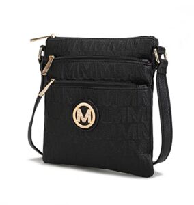 MKF Crossbody Bag for Women, Vegan Leather Designer Crossover Lady Handbag Small Messenger Purse Black