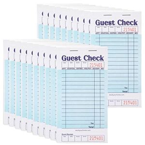 Stock Your Home Blue Guest Check Books for Servers (20 Pack) Server Notepads, Waiter Checkbook, Food Receipt Book, Restaurant Order Pad, Paper Checks, Waitress Accessories, 1000 Total Tickets