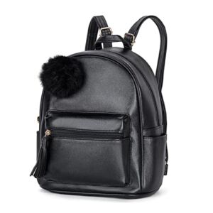 Fashion Mini Women Girls Backpack Purse Cute Small Leather Teens Bags Daypack with Tassel Pom
