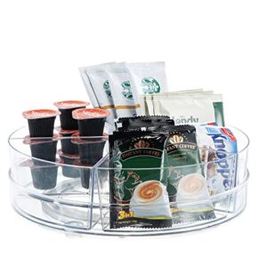Empaxum Clear Lazy Susan Organizer with 5 Removable Bins 10.6″ Plastic Lazy Susan Turntable for Cabinet Rotating Snack Organizer Divided Spinning Storage for Kitchen, Pantry, Countertop, Bathroom