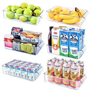 Refrigerator Organizer Bins, REDMOND 6pcs Fridge Organizers and storage clear Stackable for Kitchen, Pantry, Refrigerator, Cabinets, Freezer, 12.3″ Long (6 Small)