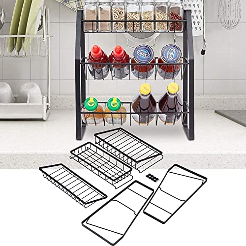 3 Layer Spice Rack Black Painted Surface Protective Fence Layer Spice Organizer for Kitchen Home Bathroom | The Storepaperoomates Retail Market - Fast Affordable Shopping