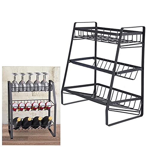 3 Layer Spice Rack Black Painted Surface Protective Fence Layer Spice Organizer for Kitchen Home Bathroom | The Storepaperoomates Retail Market - Fast Affordable Shopping