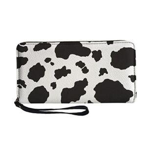 Binienty Animal Cow Stripe Pattern Womens Fashion Wristlet Wallets, PU Leather Ladies Clucth Handbag for Travel