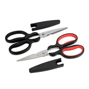Prime Chef Set of 2 Heavy Duty Non-Slip Kitchen Shears With Sharp Stainless Steel Blades, Comfort Grip Handle, Bottle Opener and Safety Covers