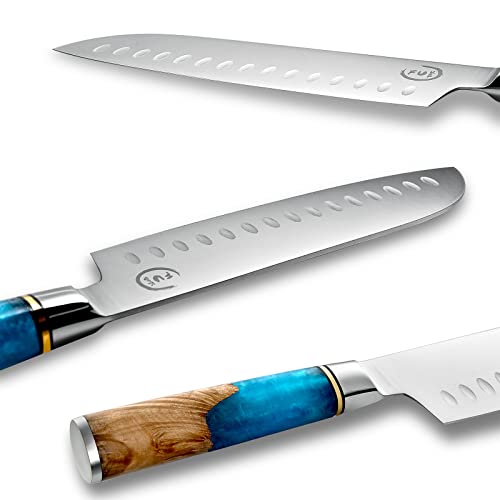 Fukep Santoku Knife Kitchen Knife Ultra Sharp Santoku Knife 7 Inch – HC Stainless Steel 7Cr17Mov – Ergonomic Resin Handle, Best Choice for Home Kitchen Chef Knife, Blue | The Storepaperoomates Retail Market - Fast Affordable Shopping