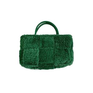YZHJ Fluffy Tote Bags Set Forest Furry Fleeced Purse Plush Handbag Soft for Women Winter Fall (Green)