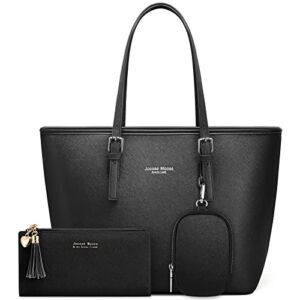 Jocose Moose Handbags for Women, Shoulder Bags for Ladies,Tote Bags Top Handle Satchel Purse Sets 3pcs (Black)