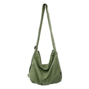 HUALEYNA Women’s Canvas Bag Crossbody Bag Casual Hobo Bag Large Shoulder Bag Shopping Bag Unisex (Green)