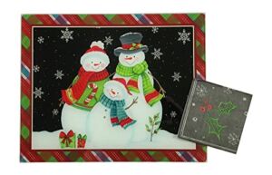 Holiday Christmas Glass Cutting Board: Winter Snowman Family Gathering Design (Snow Family Fun)