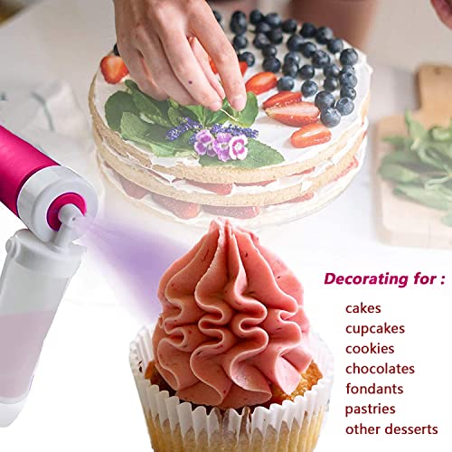 YOMIQIU Manual Airbrush for Cakes Glitter Decorating Tools, DIY Baking Cake Airbrush Pump Coloring Spray Gun with 4 Pcs Tube, Kitchen Cake Decorating Kit for Cupcakes Cookies and Desserts (Pink) | The Storepaperoomates Retail Market - Fast Affordable Shopping