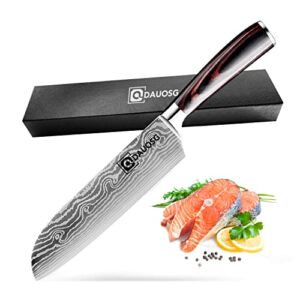 DDAUOSG Santoku Knife – 7 inch Kitchen Knife Ultra Sharp Asian Knife Japanese Chef Knife – German HC Stainless Steel 7Cr17Mov – Ergonomic Pakkawood Handle, Best Choice for Home Kitchen
