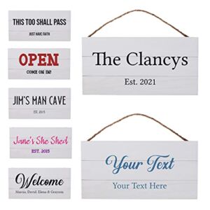 GSM Brands Personalized Sign for Home Decor – Custom Name Wooden Plank Rustic Farmhouse Decor Sign (13.75 x 7)