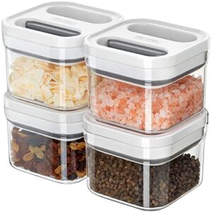 MR.SIGA 4 Pack Airtight Food Storage Container Set, BPA Free Kitchen Pantry Organization Canisters, One-handed Airtight Cereal Snack Candy Storage Containers, 360ml / 12.2oz, Small, White