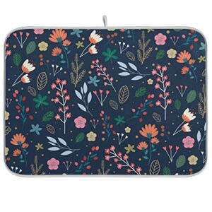FRMG Dish Drying Mat for Kitchen Counter,Colorful Flowers Dish Drainer Rack Mats Reversible Absorbent Pad Fast Dry for Home Large 18 Inch x 24 Inch (20951027）