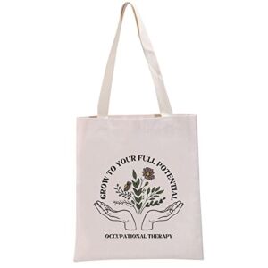 G2TUP Occupational Therapist Thank You Gift OT Canvas Tote Bag Grow To Your Full Potential Shopping Handbag Occupational Therapy Graduation Gift (Grow To Your Full Potential Handbag)