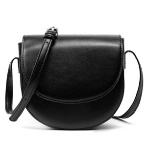 BABABA Retro Simplicity Saddle Bag Single Shoulder Bag Messenger Bag Inclined Shoulder Bag (Black)