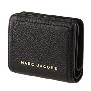 Marc Jacobs S101L01SP21 Black With Gold Hardware Top Stitched Compact Zip Women’s Leather Wallet