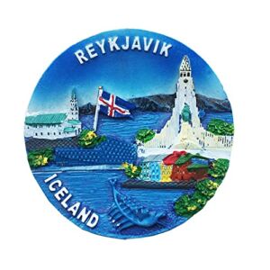Reykjavik Iceland Refrigerator Magnet Birthday Souvenir Gift 3D Home Kitchen Decoration Magnetic Sticker Fridge Magnet, 6X6 CM