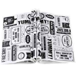 150 Pieces Newsprint Wax Paper Sheets Newspaper Theme Food Wrap Paper Grease Resistant Tray Liners Waterproof Wrapping Tissue Food Picnic Paper for Home Kitchen Baking Hamburger Sandwich Food Basket
