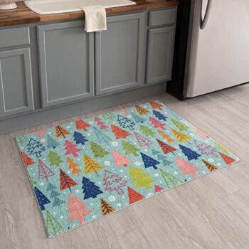 Mohawk Home Machine Washable Christmas Kitchen Mat, Tree Scatter Aqua Blue (2′ x 3′ 4″) | The Storepaperoomates Retail Market - Fast Affordable Shopping