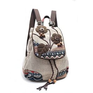HUANGGUOSHU Backpack Purse For Women Casual Vintage Drawstring Anti-theft Back Pack Hippie Travel Boho Hand-Held Flap Hand-Embroidered Backpack