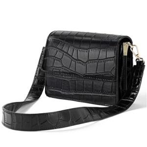 Telena Crossbody Bags for Women Leather Croosbody Purse Women Shoulder Bags Crossbody Purse for Women Crocodile Black