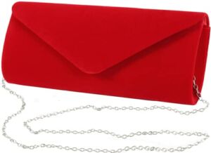 Clutch Purses Evening Bag for Women Party Prom Black-Tie Events Velvet Handbag Shoulder Cross Body Bag With Detachable Chain