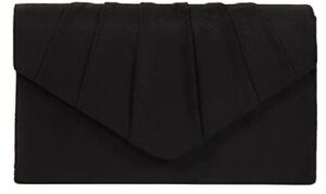 BBjinronjy Clutch Purses for Women Evening Clutch Bag Women’s Evening Bag with Detachable Chain for Wedding Prom Faux Suede (Black-Suede)