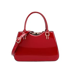 Style Strategy red purses patent leather Satchel handbags for women Top Handle with push button Shoulder bags crossbody for women