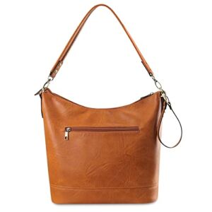 FUKUYIN Tote Handbag Shoulder Bag for Women – PU Soft Leather Hobo Bag Womens Purses – Ladies Large Crossbody Purse (Brown)