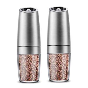 CYXI Premium Stainless Steel Salt and Pepper Grinder Set of 2 – Electric Automatic Pepper and Salt Mill Grinder, One Hand Salt and Pepper Mill Set,Home Kitchen Chef Gift