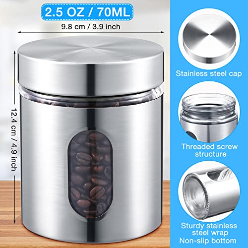 Mimorou 6 Pack Kitchen Canisters Set 20 oz Airtight Coffee Sugar Tea Candy Storage Jars with Window Glass Stainless Steel Containers with Lids for Flour Cookies Spices Grains Kitchen Home Decorations | The Storepaperoomates Retail Market - Fast Affordable Shopping