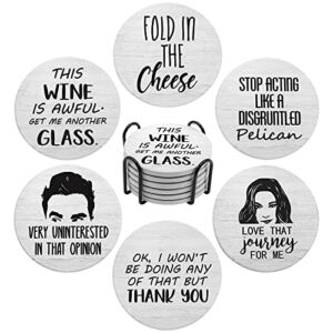 Airrioal Funny Coasters for Drinks Absorbent with Holder-House Warming Gifts New Home,Ceramic Bar Coasters for Coffee Table with Saying Cork Base,Christmas Coasters Gifts,Birthday Gifts,Set of 6