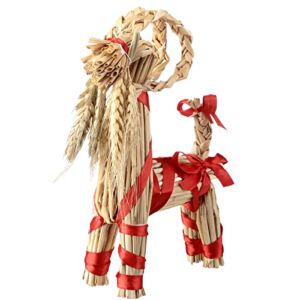 7.8 Inch Christmas Straw Goat Scandinavian Christmas Straw Ornaments Goat Yule Goat Straw Ornament Swedish Tradition for Xmas Home Birthday Party Outdoor Interior Decoration Holiday