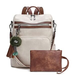Love Deliver Leather Backpack Purses for Women Fashion Designer Ladies Shoulder Bags Travel Backpack With Wristlets