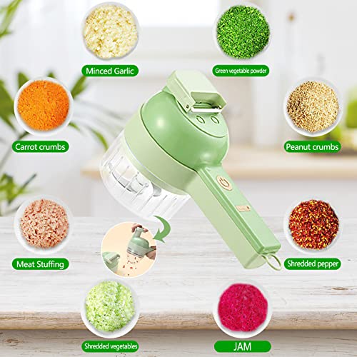 4 in 1 Electric Vegetable Cutter Set, Kitchen Household Vegetable Cutter Mini Wireless Electric Garlic Mud Artifact Garlic Masher Cutting, Pressing and Pulling Garlic Mixer, Home Kitchen Gifts | The Storepaperoomates Retail Market - Fast Affordable Shopping