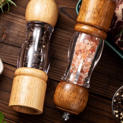 Hemoton Wooden Salt and Pepper Grinder Manual Glass Salt Grinder Pepper Mill Shakers Wood Grinder for Home Kitchen Accessory Pepper Grinder | The Storepaperoomates Retail Market - Fast Affordable Shopping