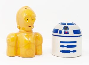 Designware Ceramic R2-D2 & C3-PO Salt & Pepper Shakers (2 Piece Set), Tan, White, 3.25”, K69SWSP