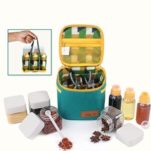 Zerodis Travel Spice Kit, Camping Spice Containers, Portable Seasoning 7 Boxes for Home Kitchen Camping Hiking Traveling BBQ Salt Sugar Spice Dry Condiment(Green)