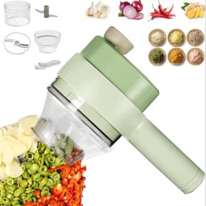 4 in 1 Portable Electric Vegetable Cutter Set,Wireless Food Processor for Garlic Pepper Chili Onion Celery Ginger Meat