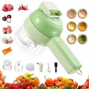 【Upgrade】Multifunctional 4 in 1 Handheld Electric Vegetable Cutter Set, Portable Wireless Food Chopper | Kitchen Vegetable Slicer Dicer Cutter for Garlic Pepper Chili Onion Celery Ginger Meat