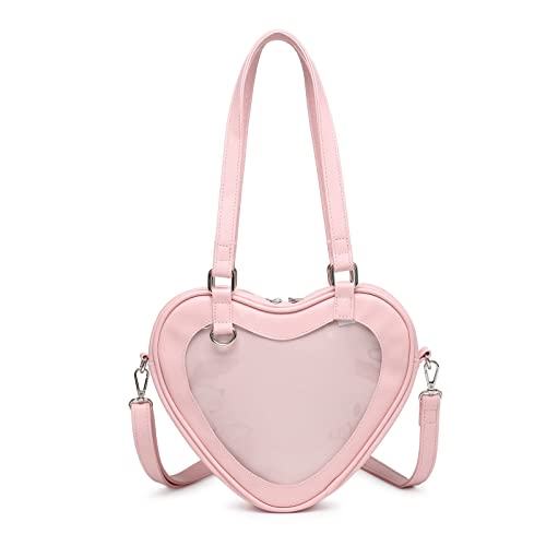 CHERRY SAUCE Heart Shaped Crossbody Purse Leather Ita Bag JK Uniform Shoulder Bags for Anime Pins Display (CS2105-Pink) | The Storepaperoomates Retail Market - Fast Affordable Shopping