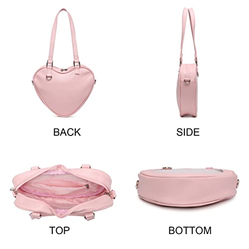 CHERRY SAUCE Heart Shaped Crossbody Purse Leather Ita Bag JK Uniform Shoulder Bags for Anime Pins Display (CS2105-Pink) | The Storepaperoomates Retail Market - Fast Affordable Shopping