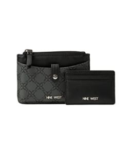 Nine West Jollie Boxed Slg Small Top Zip Duo Bifold Wallet Jet Black One Size