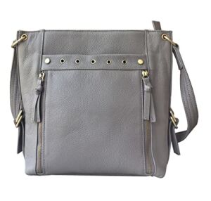 CCWBAGS Genuine Leather Satchel/Cross Body Concealed Carry Purse, Grey