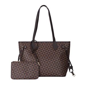 Purpliole Checkered Handbag Designer Inspired Vegan Leather Tote Bags – Teacher Fashionable Square Totes Trendy Checkerboard Bag (Coffee)