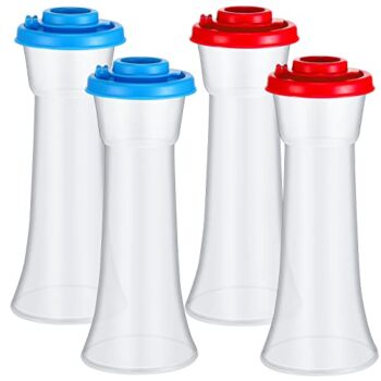 Set of 4 Hourglass Salt and Pepper Shakers with Lids Large Moisture Proof Salt Shaker Pepper Food Containers for Home Kitchen Restaurant Camping, Red and Blue | The Storepaperoomates Retail Market - Fast Affordable Shopping